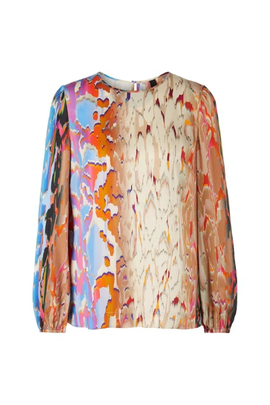 Long Sleeve Blouse Multi Loose Oversized Blouse