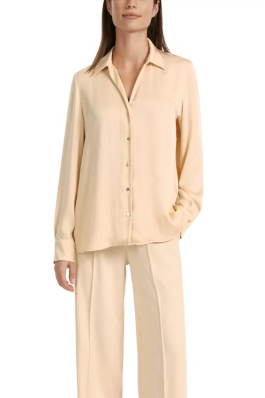 Long Sleeve Blouse Collared Satin Blouse