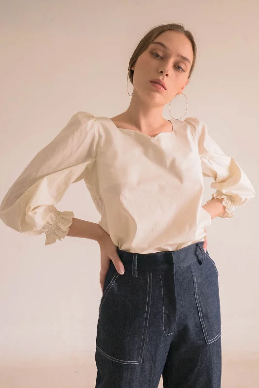 Malik Blouse In Beige Textured Cotton Blouse