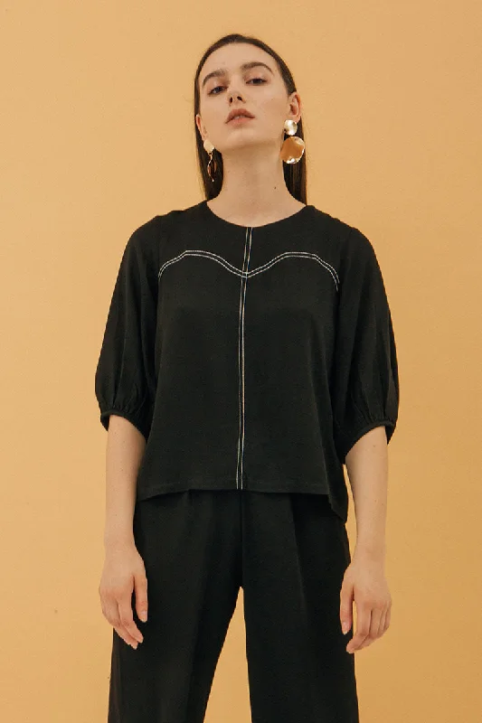 Rosey Blouse In Black Asymmetric Hem Blouse
