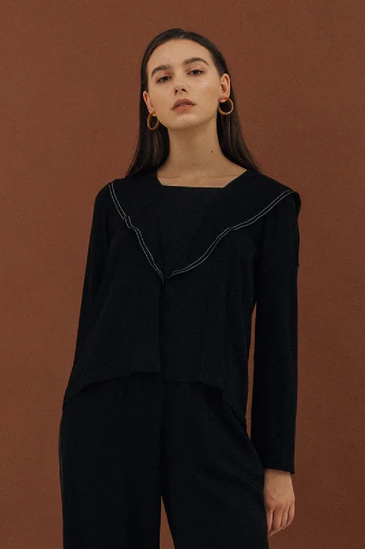 Sail Blouse In Black Smart Business Blouse