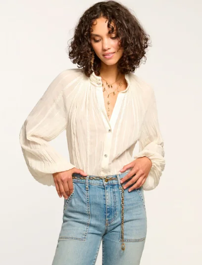 Nellie Button Down Blouse Embellished Collar Blouse