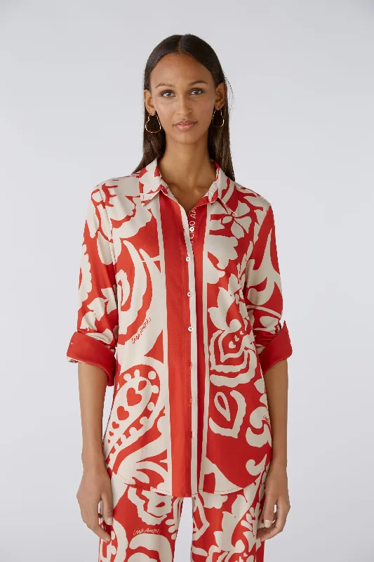 Patterned Blouse Silky Draped Blouse