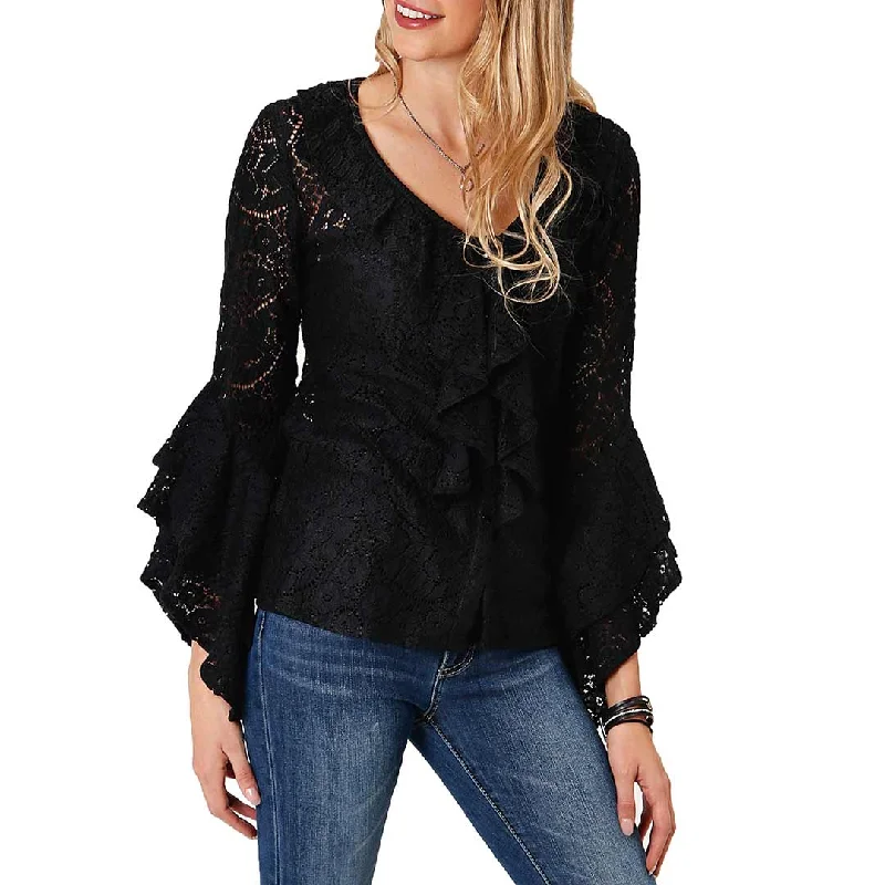 Roper Women's Bell Sleeve Lace Button-Down Blouse Vintage Lace Blouse
