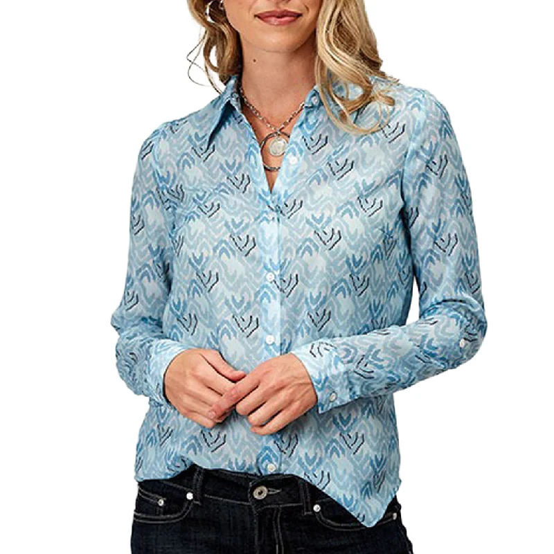 Roper Women's Ikat Chevron Print Blouse Lightweight Floral Blouse