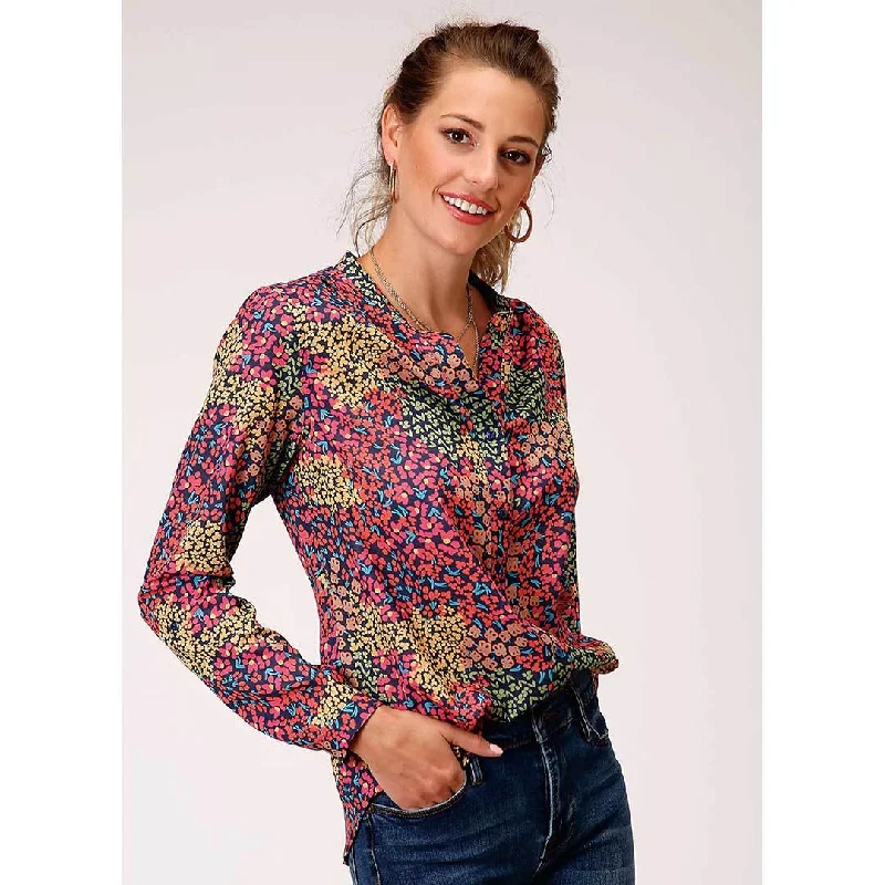 Roper Women's Floral Print Georgette Blouse Stylish Wrap Blouse
