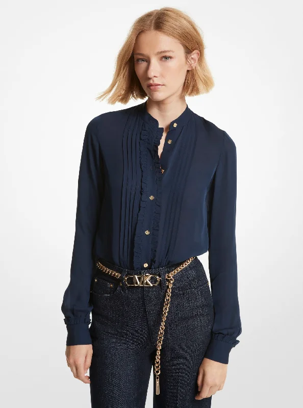 Ruffle Blouse High Neck Blouse