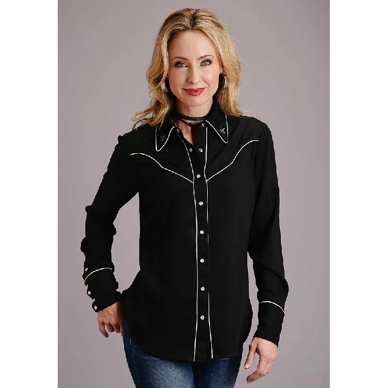 Stetson Women's Rayon Twill Western Blouse Oversized Silk Blouse