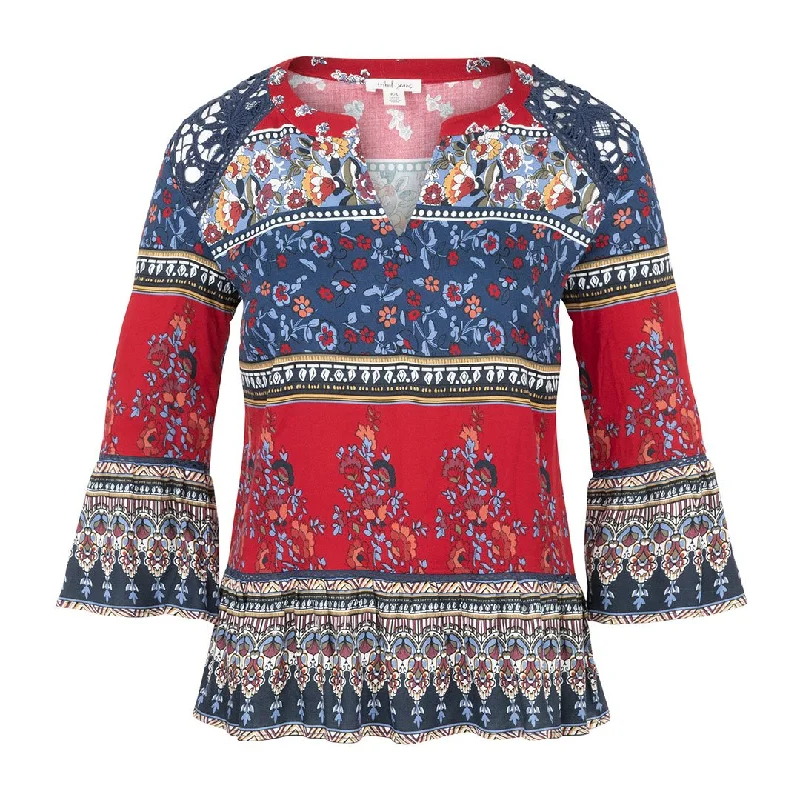 Tribal Multi Pattern Womens Blouse Feminine Pastel Blouse