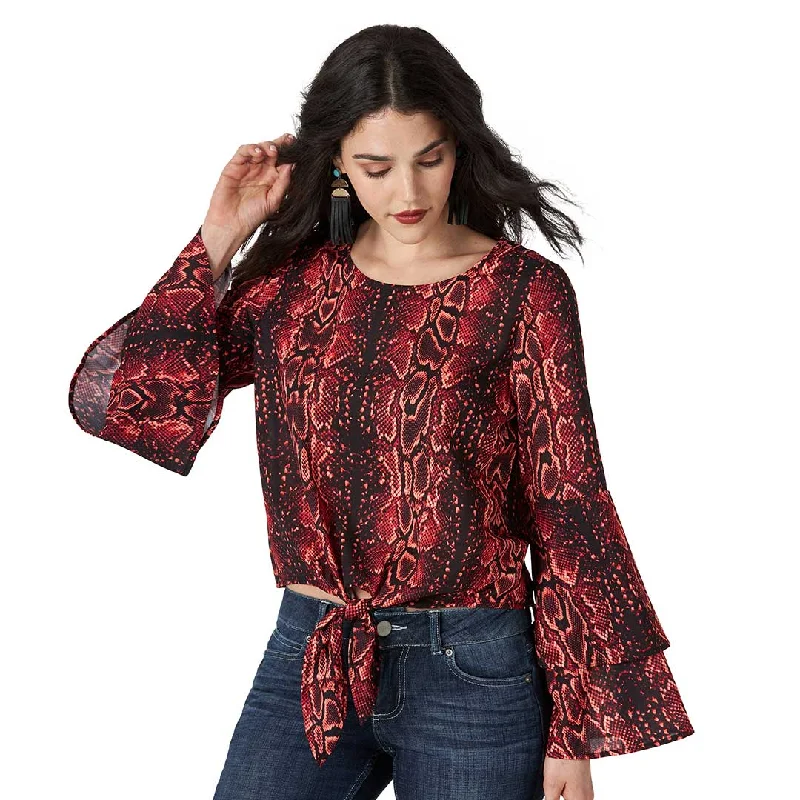 Wrangler Women's Retro Snakeskin Print Blouse Slim Fit Blouse