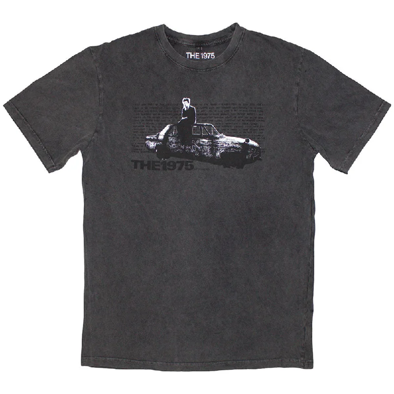 The 1975 | Official Stone Wash Band T-Shirt | Car Photo Stone Wash Print Jacquard Patchwork