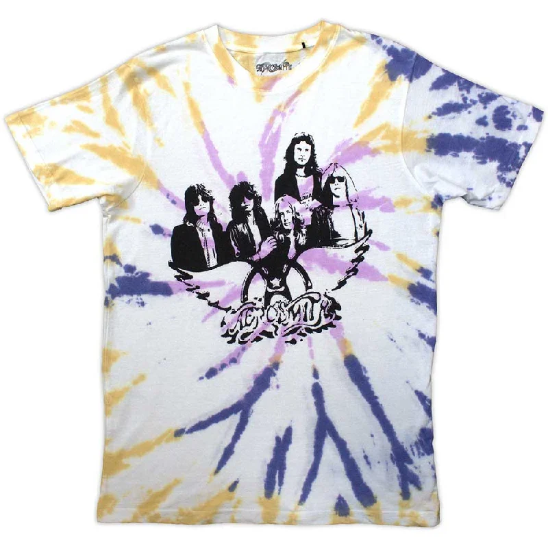 Aerosmith | Official Band T-Shirt | Photo Wings (Wash Collection) Collared Crew Neck Turtle Neck