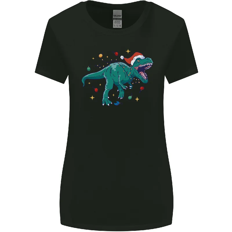 Angry Christmas T-Rex Xmas Dinosaur Womens Wider Cut T-Shirt Jersey Fabric Tulle Fabric Batik Fabric