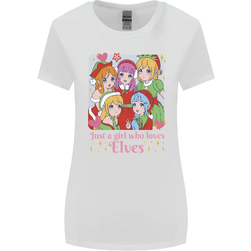 Anime A Girl Who Loves Elves Christmas Xmas Womens Wider Cut T-Shirt Jersey Fabric Tulle Fabric Batik Fabric