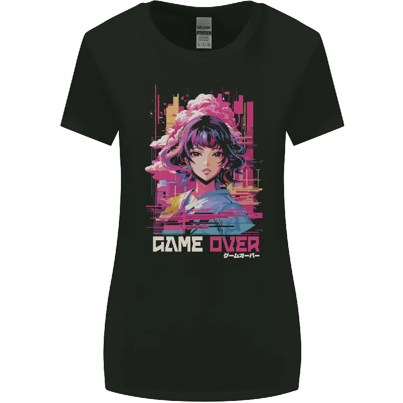 Anime Game Over Video Games Womens Wider Cut T-Shirt Rayon Velvet Corduroy