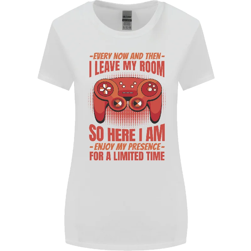 Antisocial Gamer Gaming Leave My Room Womens Wider Cut T-Shirt Hooded Caped Shawl Collar