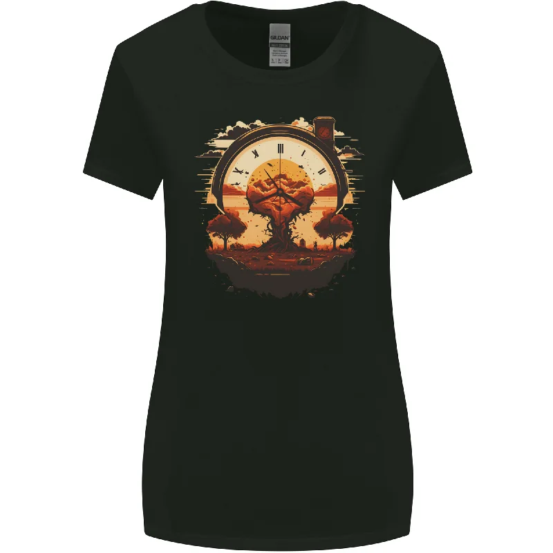 Apocalyptic Time Bomb Climate Change Gothic Womens Wider Cut T-Shirt Fleece Fabric Down Fabric Feather Fabric