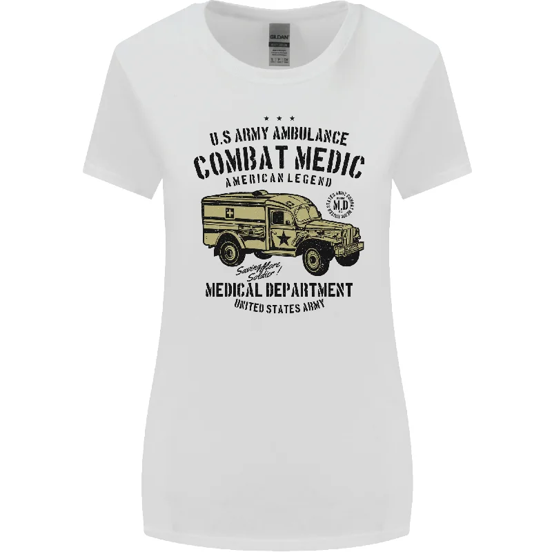 Army Ambulance Military Paramedic Medic Womens Wider Cut T-Shirt Chenille Fabric Brocade Fabric Lace Fabric