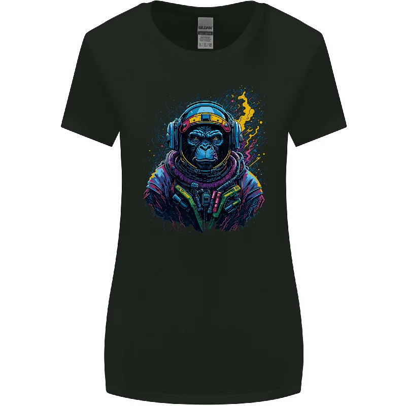 Astro Kong Spaceman Ape Astronaut Womens Wider Cut T-Shirt Basic T-Shirt Crew Neck Short Sleeve