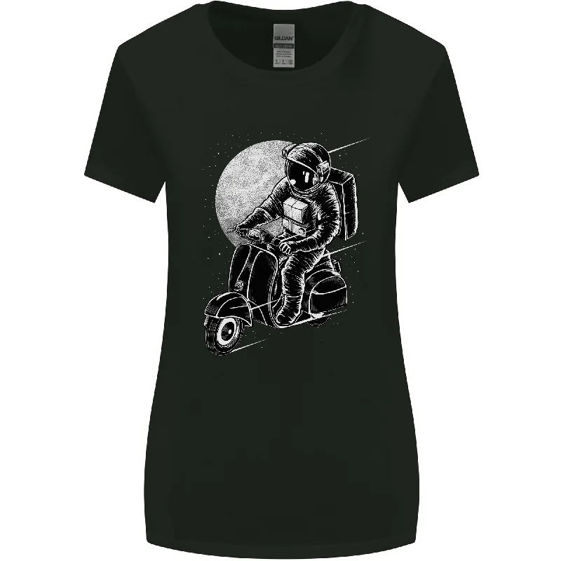 Astro Scooter Spaceman Biker Motorcycle MOD Womens Wider Cut T-Shirt Modern Contemporary Chic