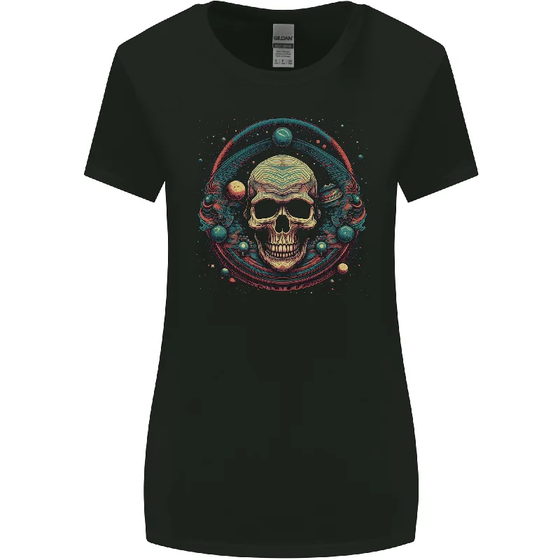 Astro Skull Planets Universe Space Womens Wider Cut T-Shirt Fashionable Trendy Casual