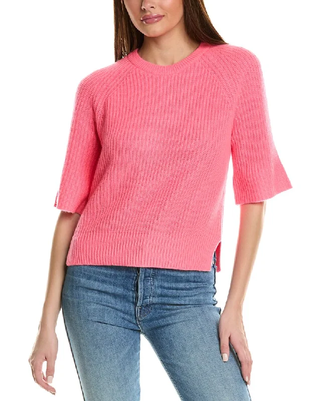Autumn Cashmere Oversized Cashmere T-Shirt Real Fur Shearling Chenille