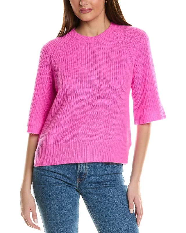 Autumn Cashmere Oversized Cashmere T-Shirt Houndstooth Herringbone Solid