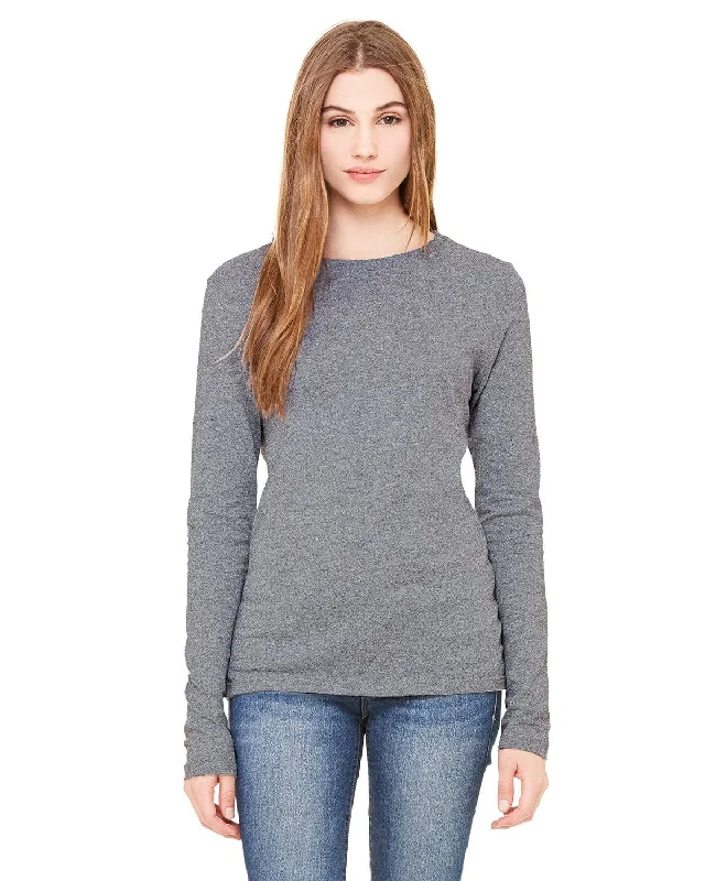 Bella+Canvas Ladies Long Sleeve T-Shirt | Deep Heather Terry Blend Velvet Blend Canvas Blend