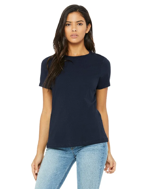 Bella+Canvas Ladies Relaxed Short Sleeve Jersey T-Shirt | Navy Houndstooth Herringbone Solid