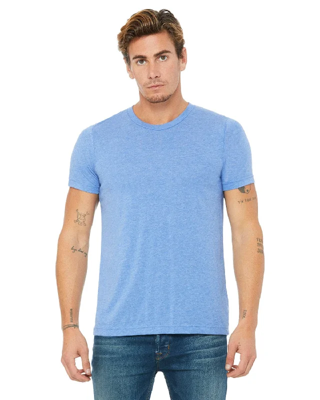 Bella+Canvas Triblend T-Shirt | Blue Triblend Zippered Front Buttoned Front Snap Front