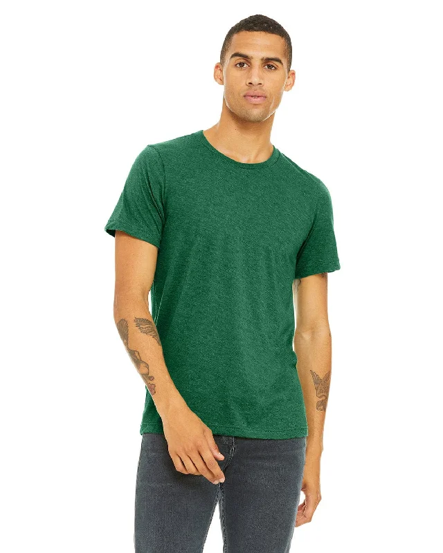 Bella+Canvas Unisex Heather CVC T-Shirt | Hthr Grass Green Notch Collar Peter Pan Collar Cowl Neck