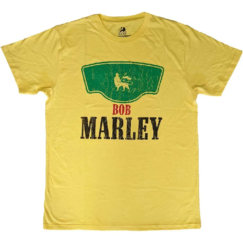 Bob Marley | Official Band T-Shirt | Vintage Green Label Denim Fabric Leather Fabric Suede Fabric