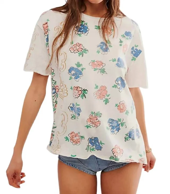 Boheme Tee In Ivory Combo Sequined Glittery Shiny