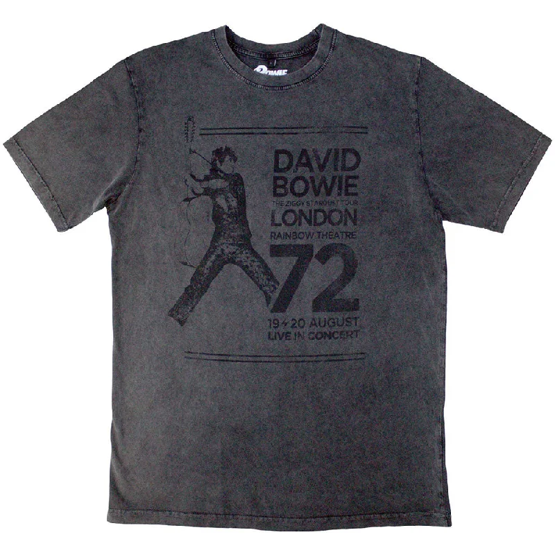 David Bowie | Official Stone Wash Band T-Shirt | Rainbow Theatre Stone Wash Collared Crew Neck Turtle Neck