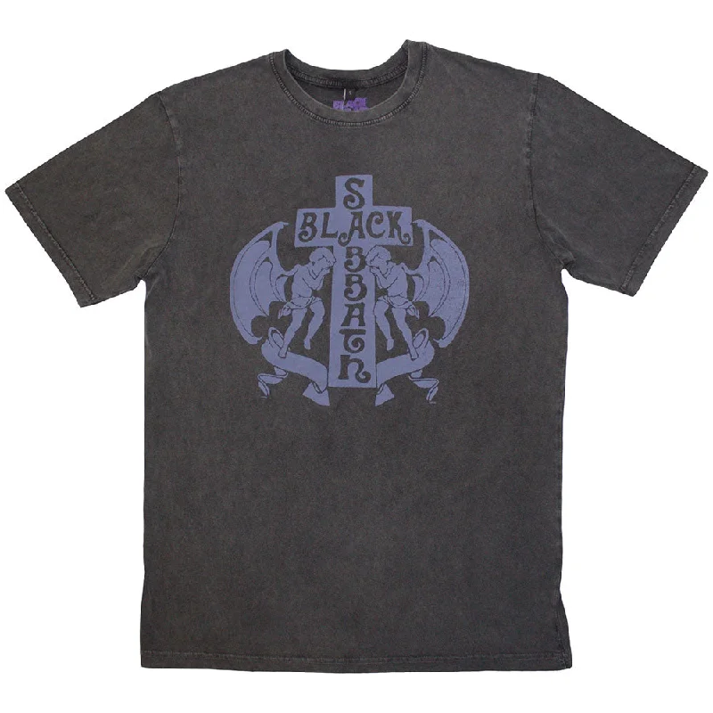 Black Sabbath | Official Stone Wash Band T-Shirt | Angels Stone Wash Polka Dot Checkered Tartan