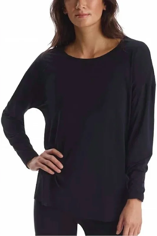 Butter Long Sleeve Oversized Tee In Black Fitted T-Shirt Seamless Stretchy