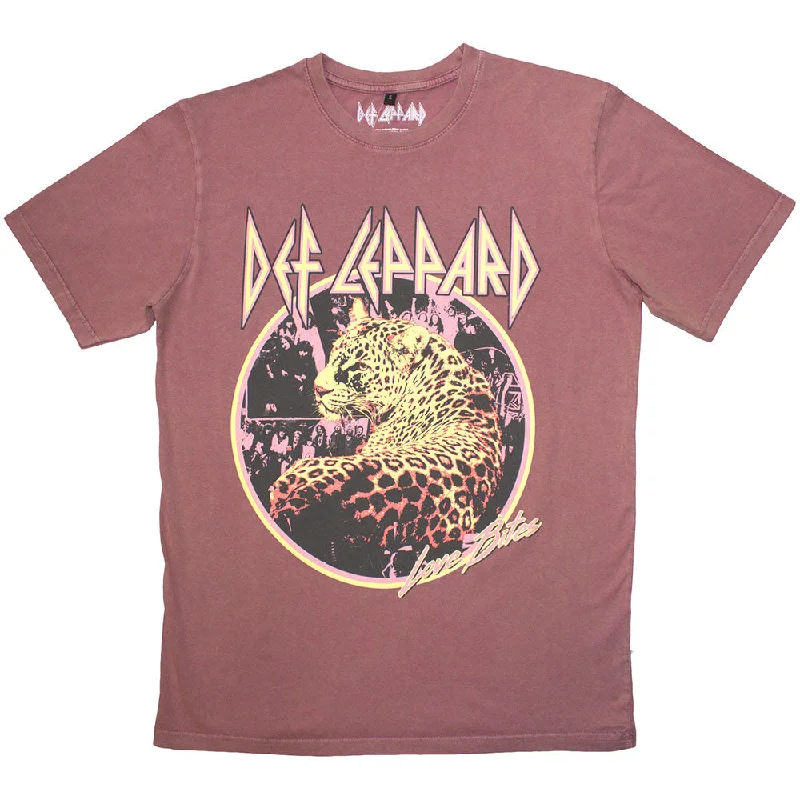 Def Leppard | Official Stone Wash Band T-Shirt | Love Bites Stone Wash Beaded Sequined Faux Fur