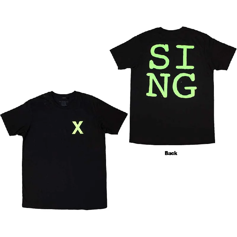 Ed Sheeran | Official Band T-Shirt | Multiply Pocket - Sing (Back Print) Zippered Front Buttoned Front Snap Front