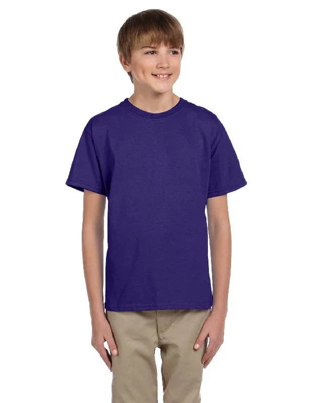 Fruit of the Loom Youth T-Shirt | Deep Purple Zippered Front Buttoned Front Snap Front