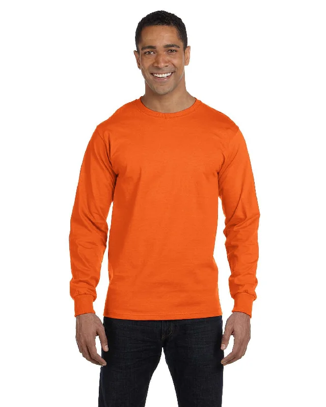 Gildan 50/50 Long Sleeve T-Shirt | S Orange Modern Contemporary Chic