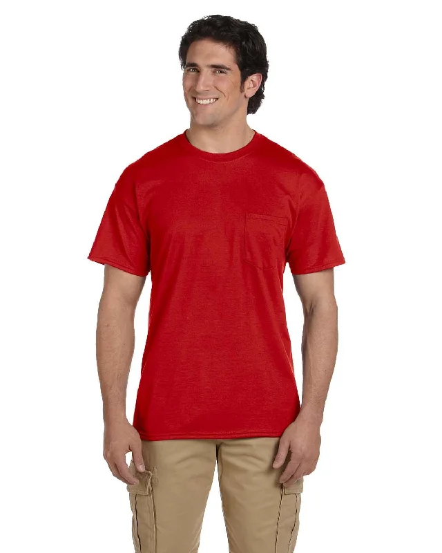 Gildan DryBlend 50/50 Pocket T-Shirt | Red Solid Color Striped Floral