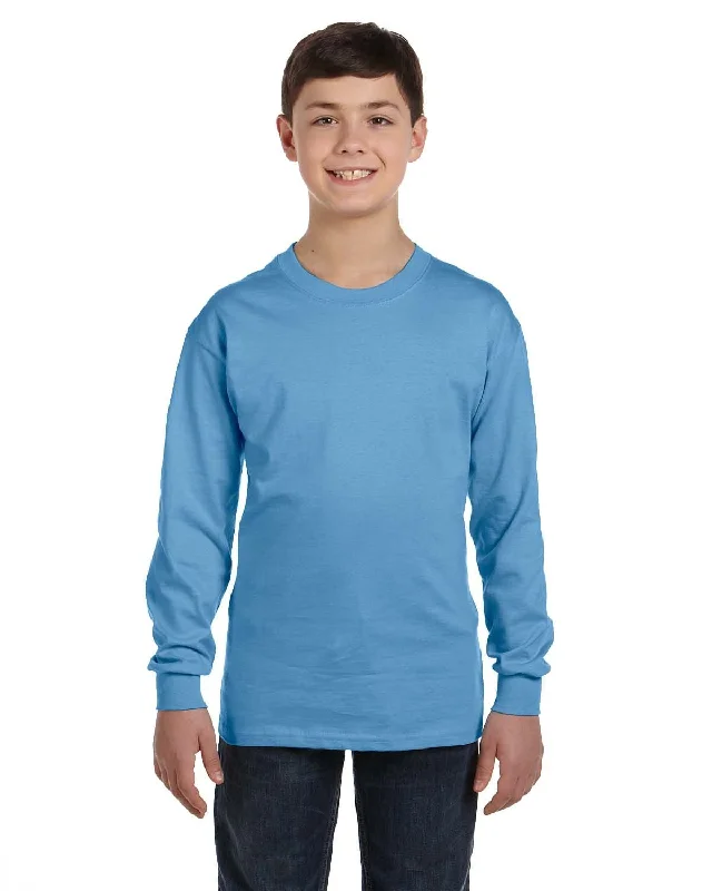 Gildan Youth Heavy Cotton Long Sleeve T-Shirt | Carolina Blue Thin T-Shirt Open Front Quick Dry