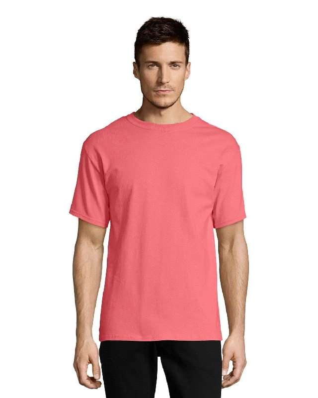 Hanes Authentic-T T-shirt | Charisma Coral Solid Print Embellished