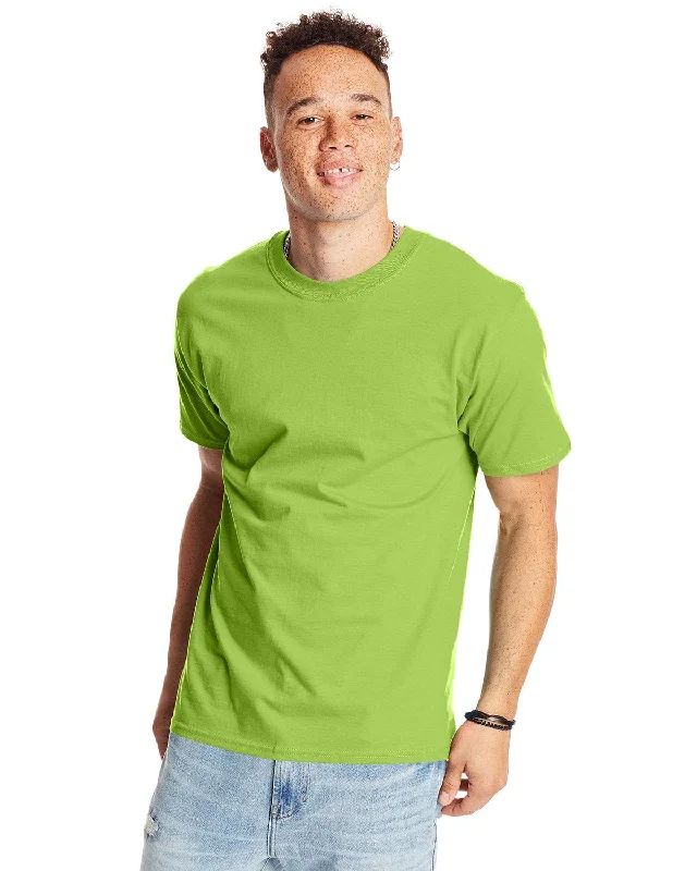 Hanes Beefy-T T-Shirt | Lime Graphic T-Shirt Round Neck Polyester