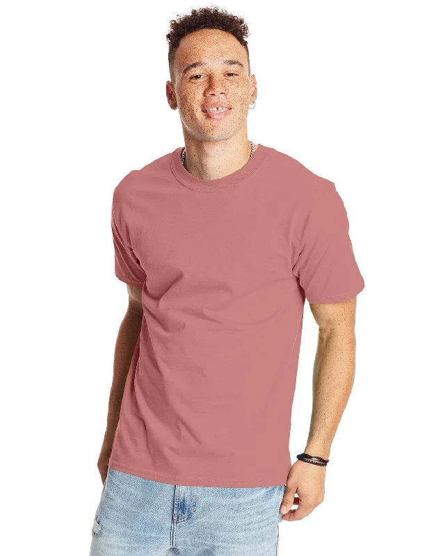 Hanes Beefy-T T-Shirt | Mauve Mesh Blend Leather Blend Suede Blend