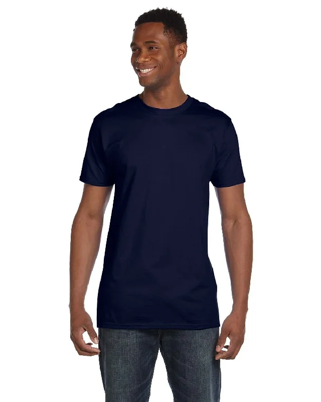 Hanes Combed Cotton T-Shirt | Navy Polka Dot Checkered Tartan