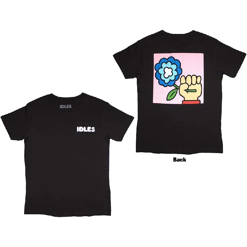 Idles | Official Band T-Shirt | Cartoon Flower (Back Print) Mesh Blend Leather Blend Suede Blend