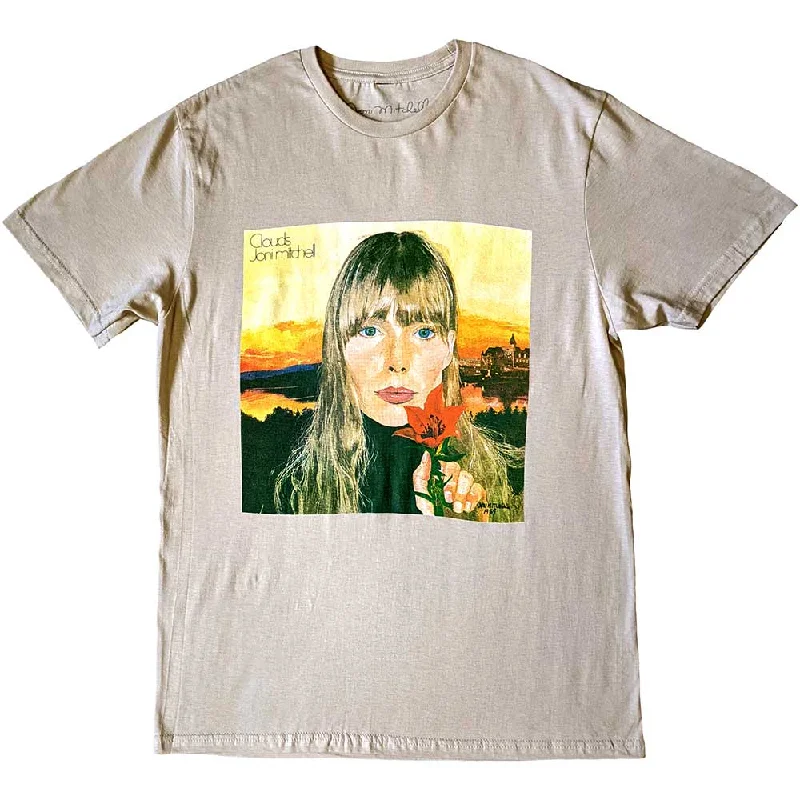 Joni Mitchell | Official Band T-Shirt | Clouds Striped Floral Plaid