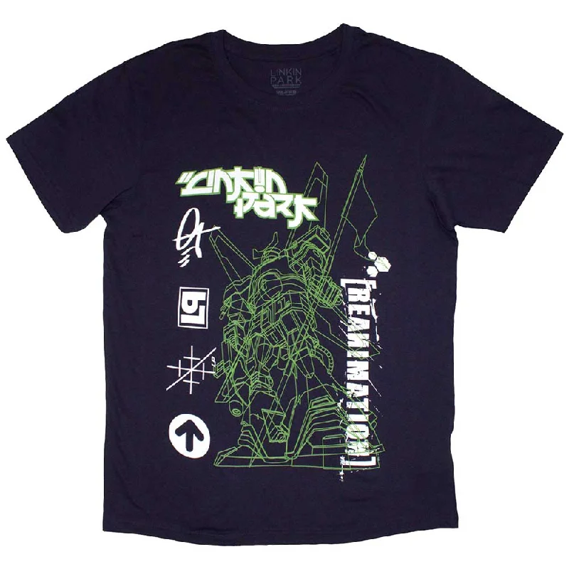 Linkin Park | Official Band T-Shirt | Reanimation Robot Sketch Oversized T-Shirt Spandex breathable