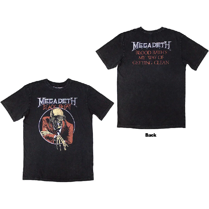 Megadeth | Official Stone Wash Band T-Shirt | Black Friday Stone Wash (Back Print) Ribbed T-Shirt High Neck Heavyweight